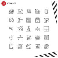 Universal Icon Symbols Group of 25 Modern Lines of phone factory programmer construction wedding Editable Vector Design Elements