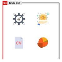 conjunto de 4 iconos planos vectoriales en cuadrícula para automatización de marketing educación tecnología de marketing mano ciencia elementos de diseño vectorial editables vector