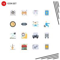 Flat Color Pack of 16 Universal Symbols of accessories finance pants coin mobile application Editable Pack of Creative Vector Design Elements