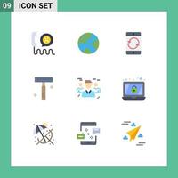 Pack of 9 creative Flat Colors of business razor arrow cosmetic mobile Editable Vector Design Elements