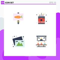 Universal Icon Symbols Group of 4 Modern Flat Icons of board photos holiday food images Editable Vector Design Elements