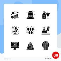 User Interface Pack of 9 Basic Solid Glyphs of garland lights wine science chemistry Editable Vector Design Elements