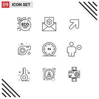 Group of 9 Modern Outlines Set for e commerce arrow and sport Editable Vector Design Elements
