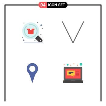 4 iconos planos universales establecidos para aplicaciones web y móviles comprar ubicación tienda pin inferior elementos de diseño vectorial editables vector