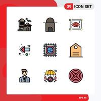 Stock Vector Icon Pack of 9 Line Signs and Symbols for processor cpu visual left arrow Editable Vector Design Elements