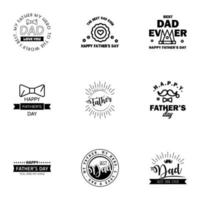 Happy fathers day 9 Black typography set Vector emblems Lettering for greeting cards banners tshirt design You are the best dad Editable Vector Design Elements