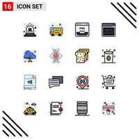 Flat Color Filled Line Pack of 16 Universal Symbols of control emission communication webpage seo Editable Creative Vector Design Elements