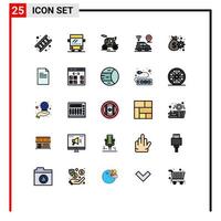 Universal Icon Symbols Group of 25 Modern Filled line Flat Colors of management business horse drawn vehicle technology location Editable Vector Design Elements