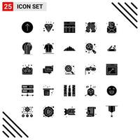 Editable Vector Line Pack of 25 Simple Solid Glyphs of e email header fast food bacon Editable Vector Design Elements