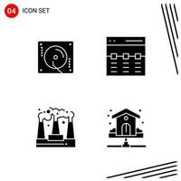 Collection of 4 Vector Icons in solid style Pixle Perfect Glyph Symbols for Web and Mobile Solid Icon Signs on White Background 4 Icons