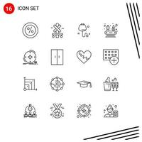 16 Thematic Vector Outlines and Editable Symbols of telemedicine health medical digital networking Editable Vector Design Elements