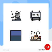 User Interface Pack of 4 Basic Filledline Flat Colors of radio interface ad board promotion cupping Editable Vector Design Elements