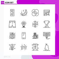 Line Icon set Pack of 16 Outline Icons isolated on White Background for Web Print and Mobile Creative Black Icon vector background