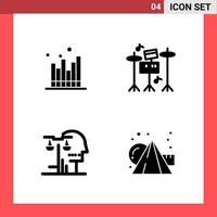 4 Icon Pack Solid Style Glyph Symbols on White Background Simple Signs for general designing Creative Black Icon vector background