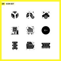 Modern Set of 9 Solid Glyphs Pictograph of cart billboard symptom advertising malware Editable Vector Design Elements