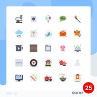 conjunto de 25 iconos de interfaz de usuario modernos símbolos signos para mensajes de fuego conversación social vacaciones elementos de diseño vectorial editables vector