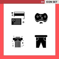 4 Icon Pack Solid Style Glyph Symbols on White Background Simple Signs for general designing Creative Black Icon vector background