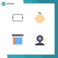 Group of 4 Flat Icons Signs and Symbols for back layout sets newborn website Editable Vector Design Elements