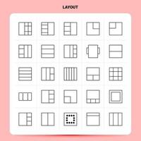 OutLine 25 Layout Icon set Vector Line Style Design Black Icons Set Linear pictogram pack Web and Mobile Business ideas design Vector Illustration