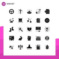 Group of 25 Solid Glyphs Signs and Symbols for contact road sweet route location Editable Vector Design Elements