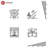 4 User Interface Line Pack of modern Signs and Symbols of atom testing search development method Editable Vector Design Elements