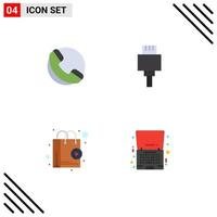 4 Flat Icon concept for Websites Mobile and Apps ecommerce shopping cable shop app discount Editable Vector Design Elements
