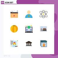 Set of 9 Modern UI Icons Symbols Signs for setting gear education toy beach Editable Vector Design Elements