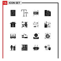 Set of 16 Commercial Solid Glyphs pack for canada home electronic folder document Editable Vector Design Elements