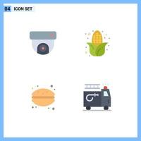 Pack of 4 Modern Flat Icons Signs and Symbols for Web Print Media such as camera macaroni autumn cake clipart Editable Vector Design Elements