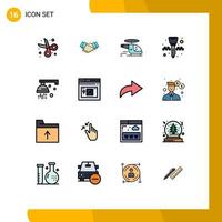 Group of 16 Flat Color Filled Lines Signs and Symbols for key chain equipment business air medical Editable Creative Vector Design Elements