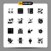 16 Black Icon Pack Glyph Symbols Signs for Responsive designs on white background 16 Icons Set vector