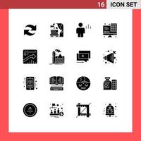 Set of 16 Modern UI Icons Symbols Signs for arrow interface analytics computer human Editable Vector Design Elements