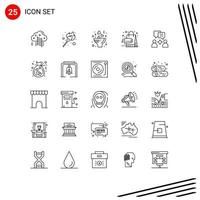 conjunto moderno de 25 líneas y símbolos como elementos de diseño vectorial editables de ventas de ramo de compras grupales vector