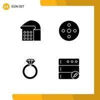 Group of 4 Modern Solid Glyphs Set for bread ring camera reel storage edit Editable Vector Design Elements