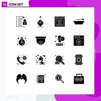 Modern Set of 16 Solid Glyphs and symbols such as idea boat joystick video web Editable Vector Design Elements