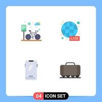 Editable Vector Line Pack of 4 Simple Flat Icons of cycle smart phone road news android Editable Vector Design Elements