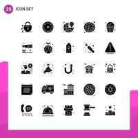 Set of 25 Modern UI Icons Symbols Signs for fast food game around joystick travel Editable Vector Design Elements