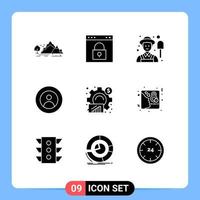 Modern Set of 9 Solid Glyphs Pictograph of world people page global garden Editable Vector Design Elements