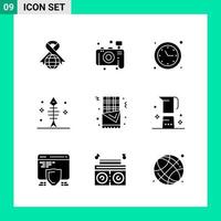 Pack of 9 Solid Style Icon Set Glyph Symbols for print Creative Signs Isolated on White Background 9 Icon Set vector