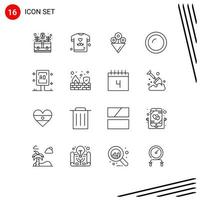 Pack of 16 creative Outlines of billboard kitchen shirt household cooking Editable Vector Design Elements