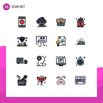 Set of 16 Modern UI Icons Symbols Signs for french fast data chip suitcase Editable Creative Vector Design Elements