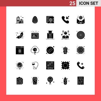 25 Solid Glyph concept for Websites Mobile and Apps gear mail brower incoming answer Editable Vector Design Elements