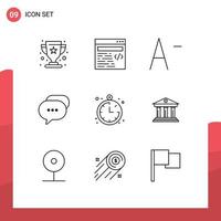 Mobile Interface Outline Set of 9 Pictograms of business summer font location bubble Editable Vector Design Elements