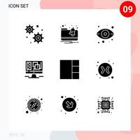 Universal Icon Symbols Group of 9 Modern Solid Glyphs of exchange arrows view layout web Editable Vector Design Elements