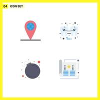 Set of 4 Vector Flat Icons on Grid for geo bomb dental tooth ads Editable Vector Design Elements