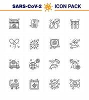 25 Coronavirus Emergency Iconset Blue Design such as open capsule medical pills lungs drugs test viral coronavirus 2019nov disease Vector Design Elements