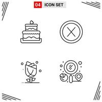 4 Icons Line Style Grid Based Creative Outline Symbols for Website Design Simple Line Icon Signs Isolated on White Background 4 Icon Set Creative Black Icon vector background