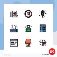 Group of 9 Filledline Flat Colors Signs and Symbols for finance banking traffic tools keyboard Editable Vector Design Elements