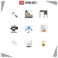 Universal Icon Symbols Group of 9 Modern Flat Colors of discussion communication interior call projector Editable Vector Design Elements