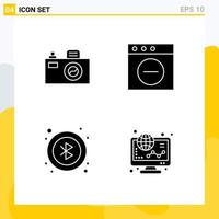 Universal Icon Symbols Group of Modern Solid Glyphs of camera ecommerce app bluetooth graph Editable Vector Design Elements